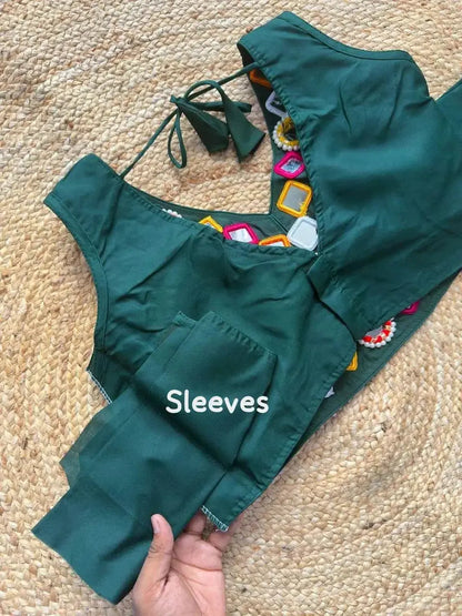 Women's Designer Navratri Traditional Real Mirror Work Sleeveless Blouse - RPD Fashion