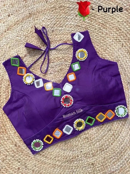Women's Designer Navratri Traditional Real Mirror Work Sleeveless Blouse - RPD Fashion
