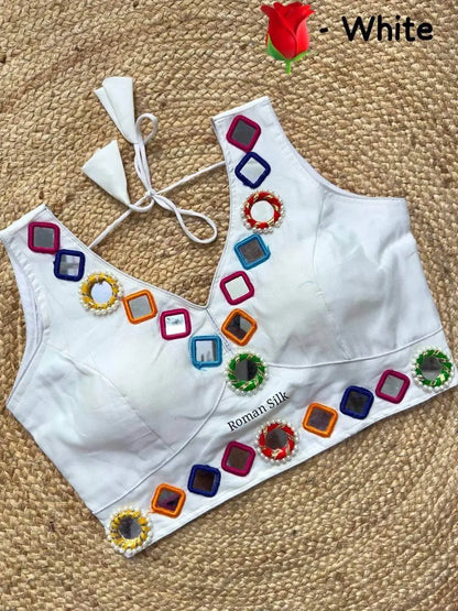 Women's Designer Navratri Traditional Real Mirror Work Sleeveless Blouse - RPD Fashion