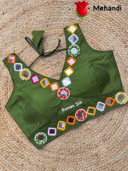 Women's Designer Navratri Traditional Real Mirror Work Sleeveless Blouse - RPD Fashion