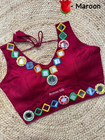 Women's Designer Navratri Traditional Real Mirror Work Sleeveless Blouse - RPD Fashion