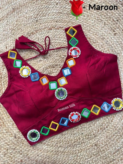 Women's Designer Navratri Traditional Real Mirror Work Sleeveless Blouse - RPD Fashion