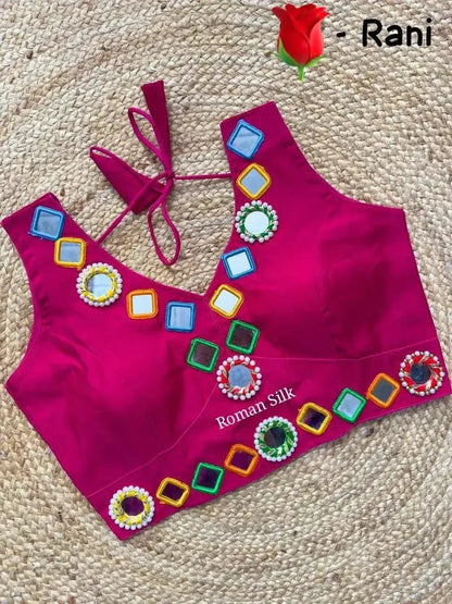 Women's Designer Navratri Traditional Real Mirror Work Sleeveless Blouse - RPD Fashion