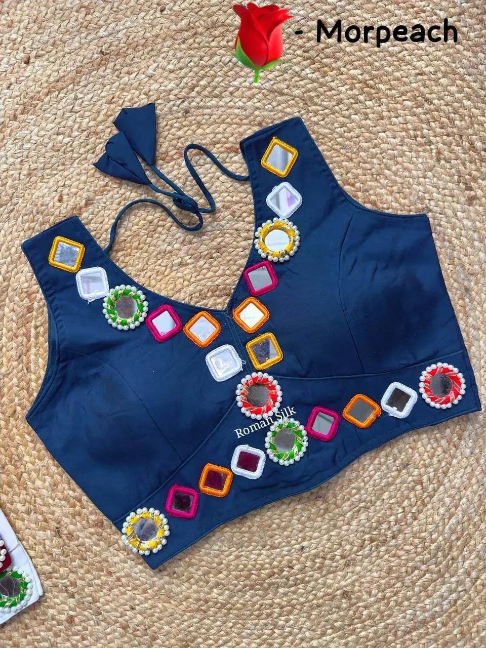 women's designer navratri traditional real mirror work sleeveless blouse - rpd fashion