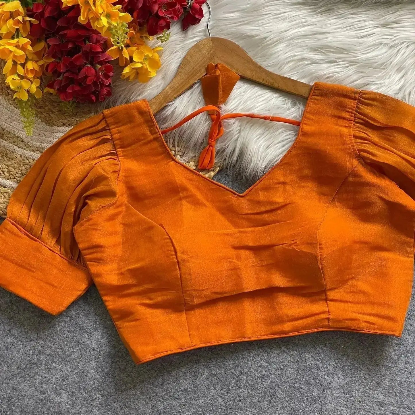 women’s ready-made plain cotton silk blouse – elegant brown party wear - rpd fashion