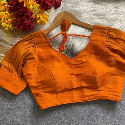 Women’s Ready-Made Plain Cotton Silk Blouse – Elegant Brown Party Wear - RPD Fashion