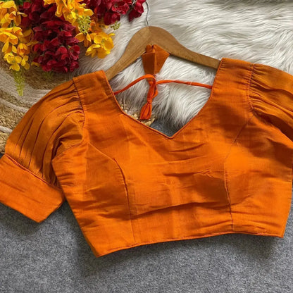 Women’s Ready-Made Plain Cotton Silk Blouse – Elegant Brown Party Wear - RPD Fashion