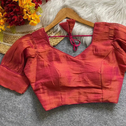 Women’s Ready-Made Plain Cotton Silk Blouse – Elegant Brown Party Wear - RPD Fashion