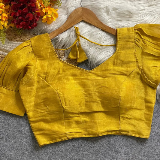 Women’s Ready-Made Plain Cotton Silk Blouse – Elegant Brown Party Wear - RPD Fashion