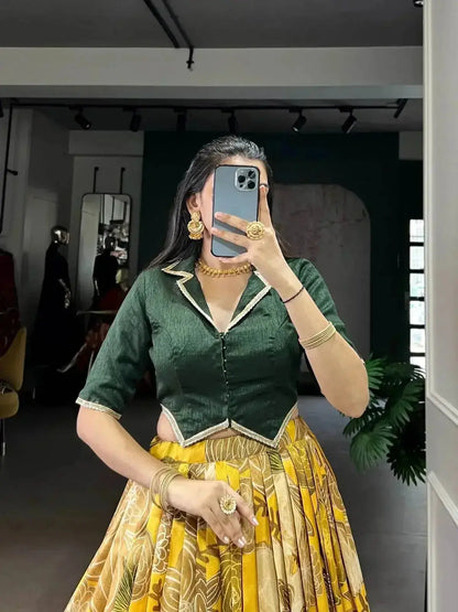 Yellow Color Floral Print Organza Co-ord Set Lehenga Choli - RPD Fashion