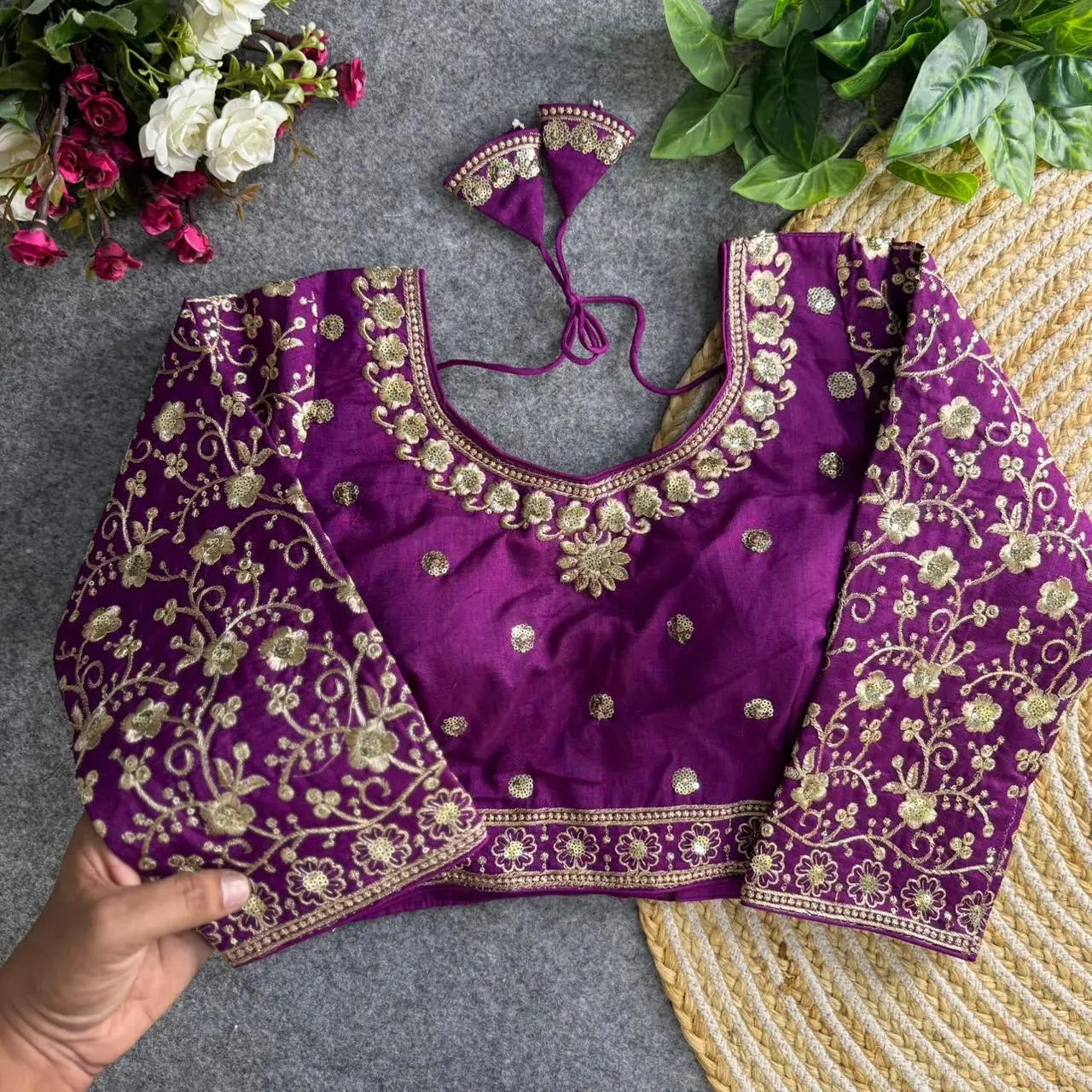 bridal wear heavy embroidery blouse – rich golden thread work