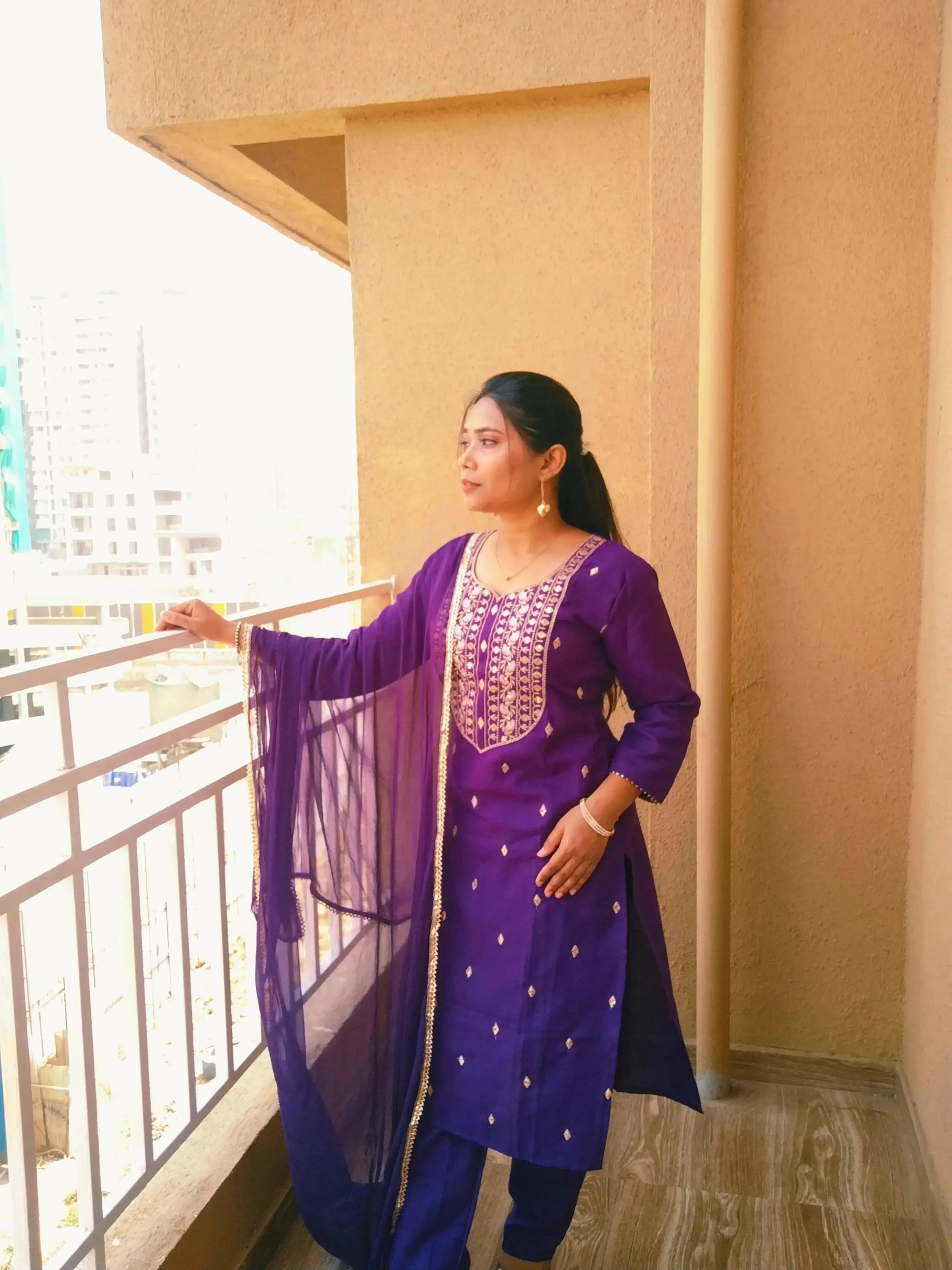 embroidered kurta set with dupatta for women - RPD Fashion