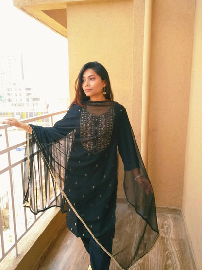 embroidered kurta set with dupatta for women - RPD Fashion