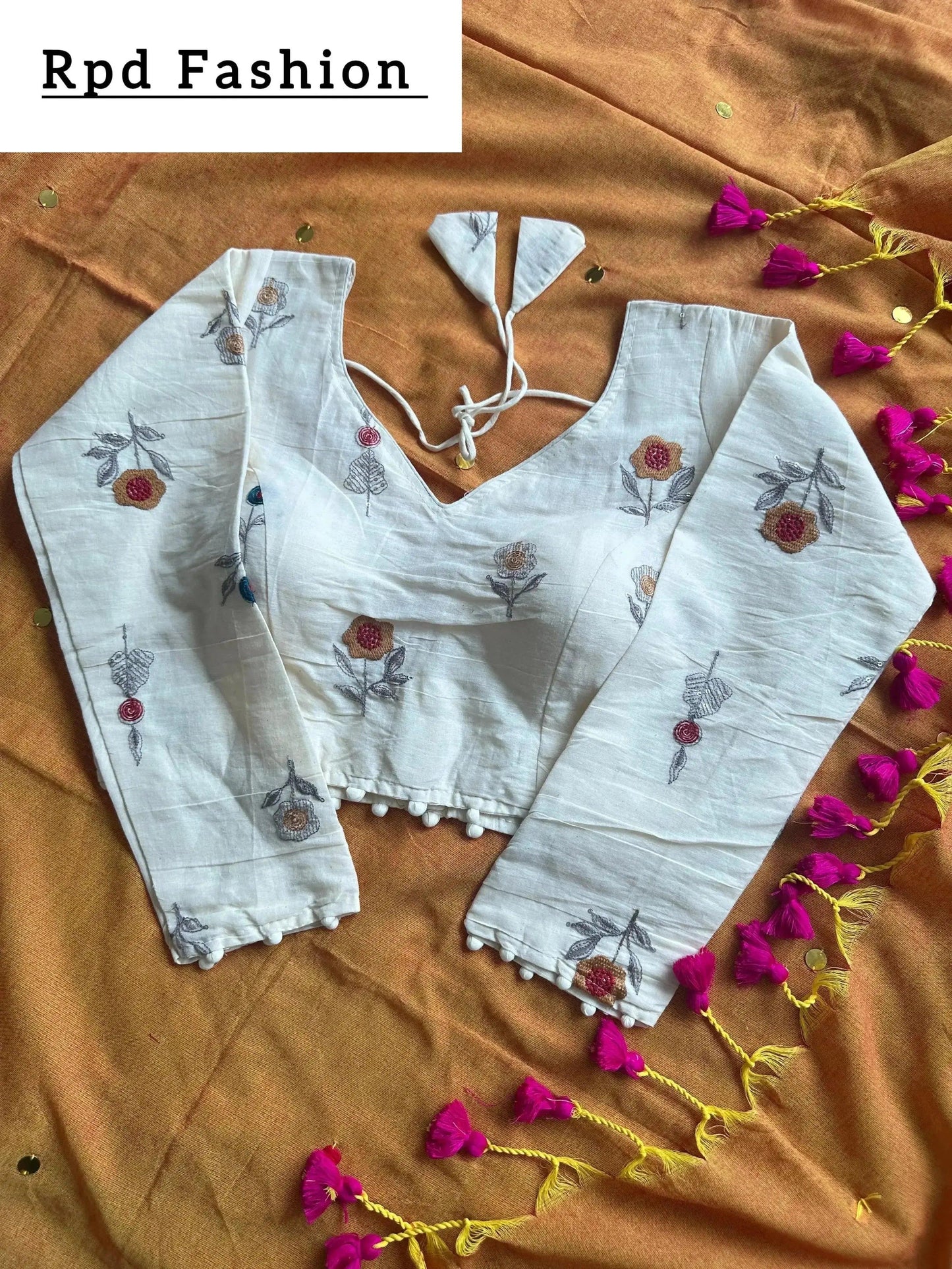 khadi cotton saree with hand stich gini beautiful havy khadi cotton blouse - rpd fashion