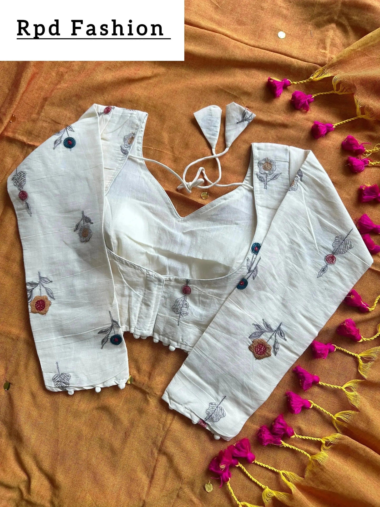 khadi cotton saree with hand stich gini beautiful havy khadi cotton blouse - rpd fashion
