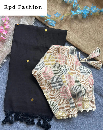 khadi cotton saree with hand stich gini beautiful havy khadi cotton blouse - RPD Fashion