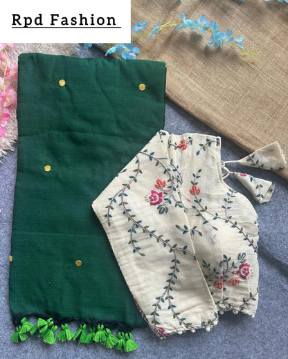 khadi cotton saree with hand stich gini beautiful havy khadi cotton blouse - RPD Fashion