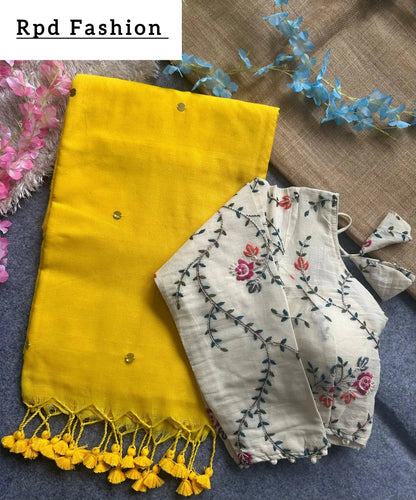 khadi cotton saree with hand stich gini beautiful havy khadi cotton blouse - RPD Fashion