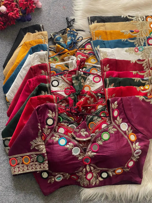 Navratri Real Multi Mirror Work Mumtaz Cut Stylish Blouse - RPD Fashion