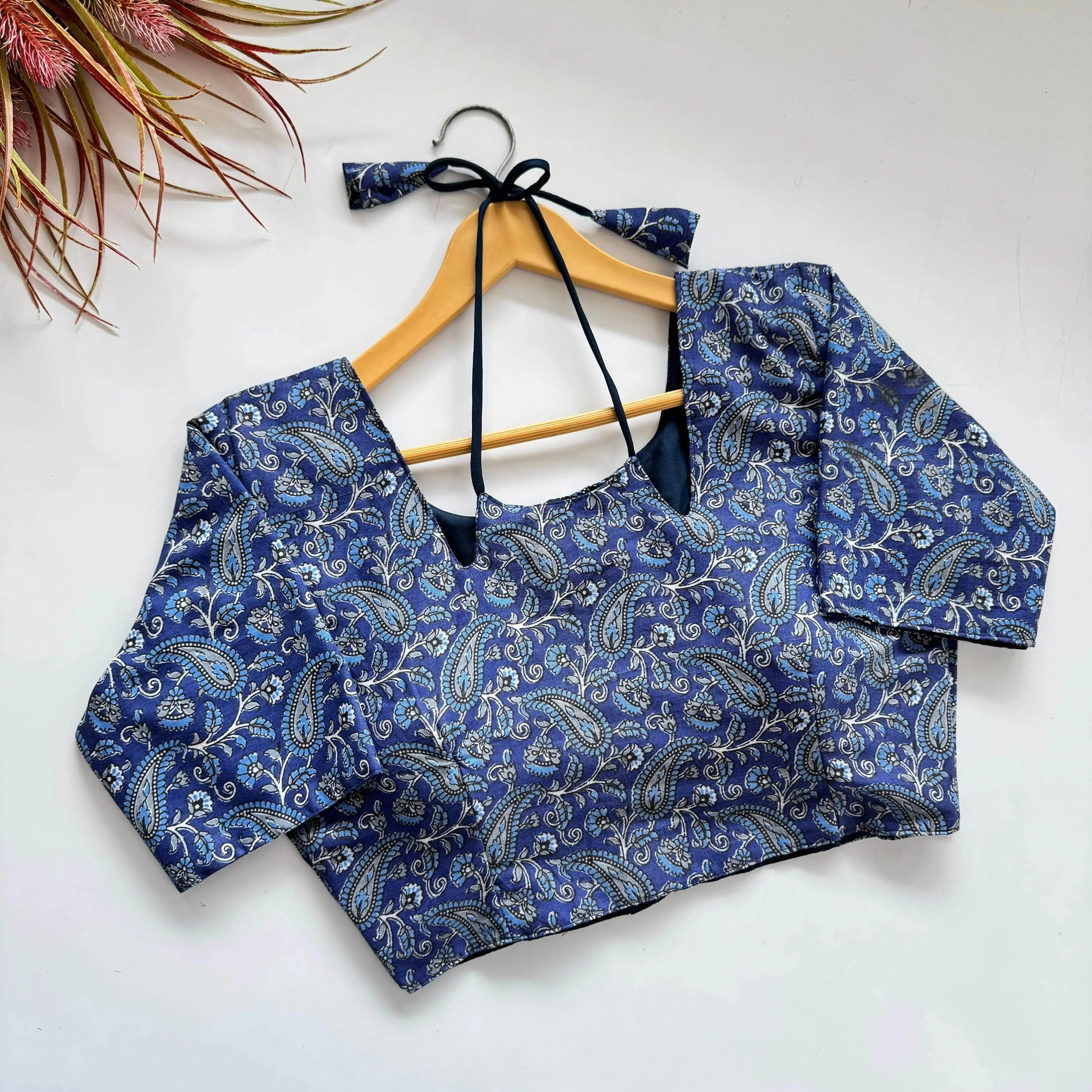 Plain Cotton Blouse with Hand-Painted Design - RPD Fashion