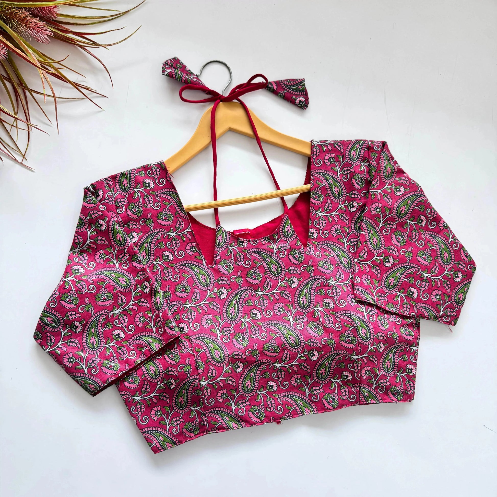 Plain Cotton Blouse with Hand-Painted Design - RPD Fashion