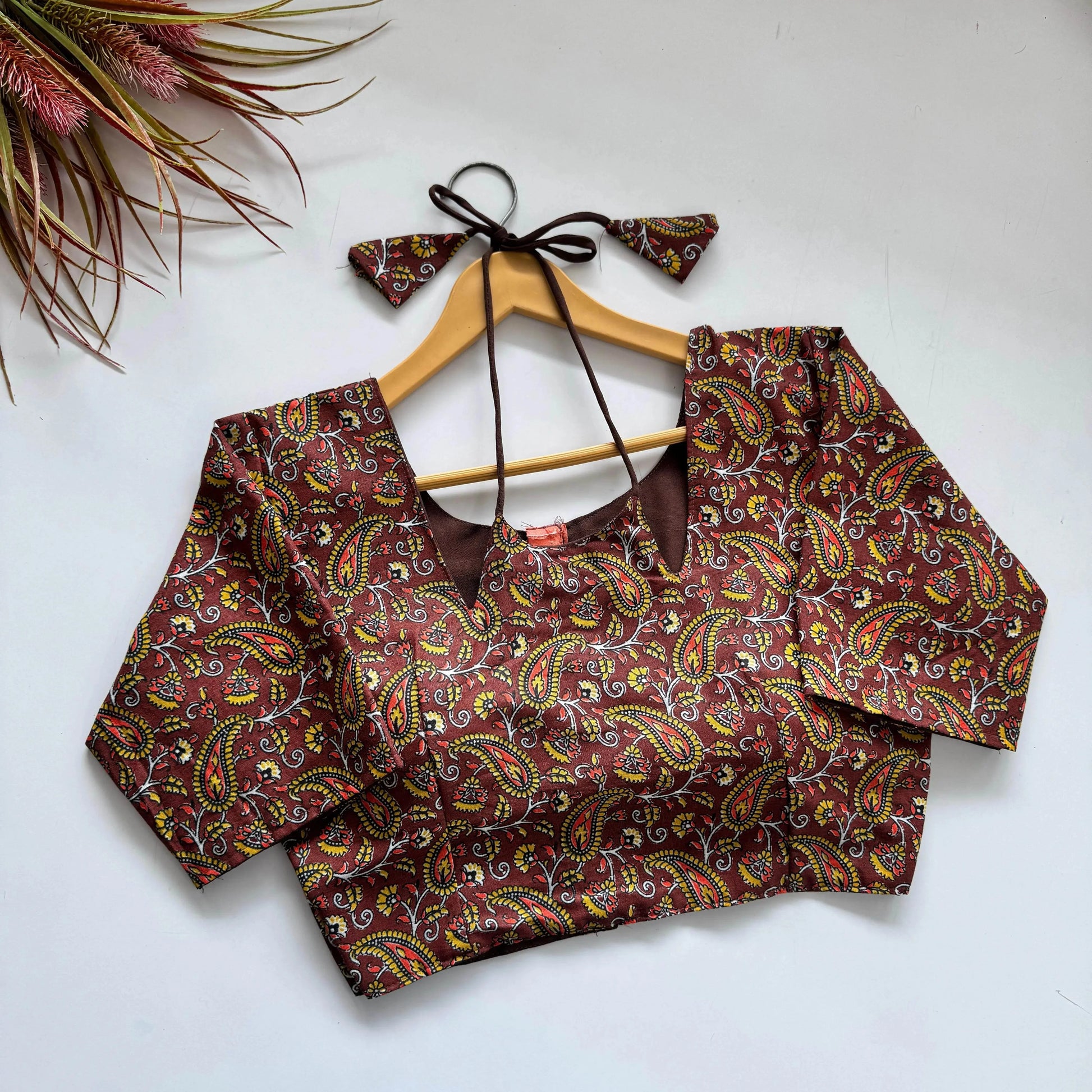 Plain Cotton Blouse with Hand-Painted Design - RPD Fashion