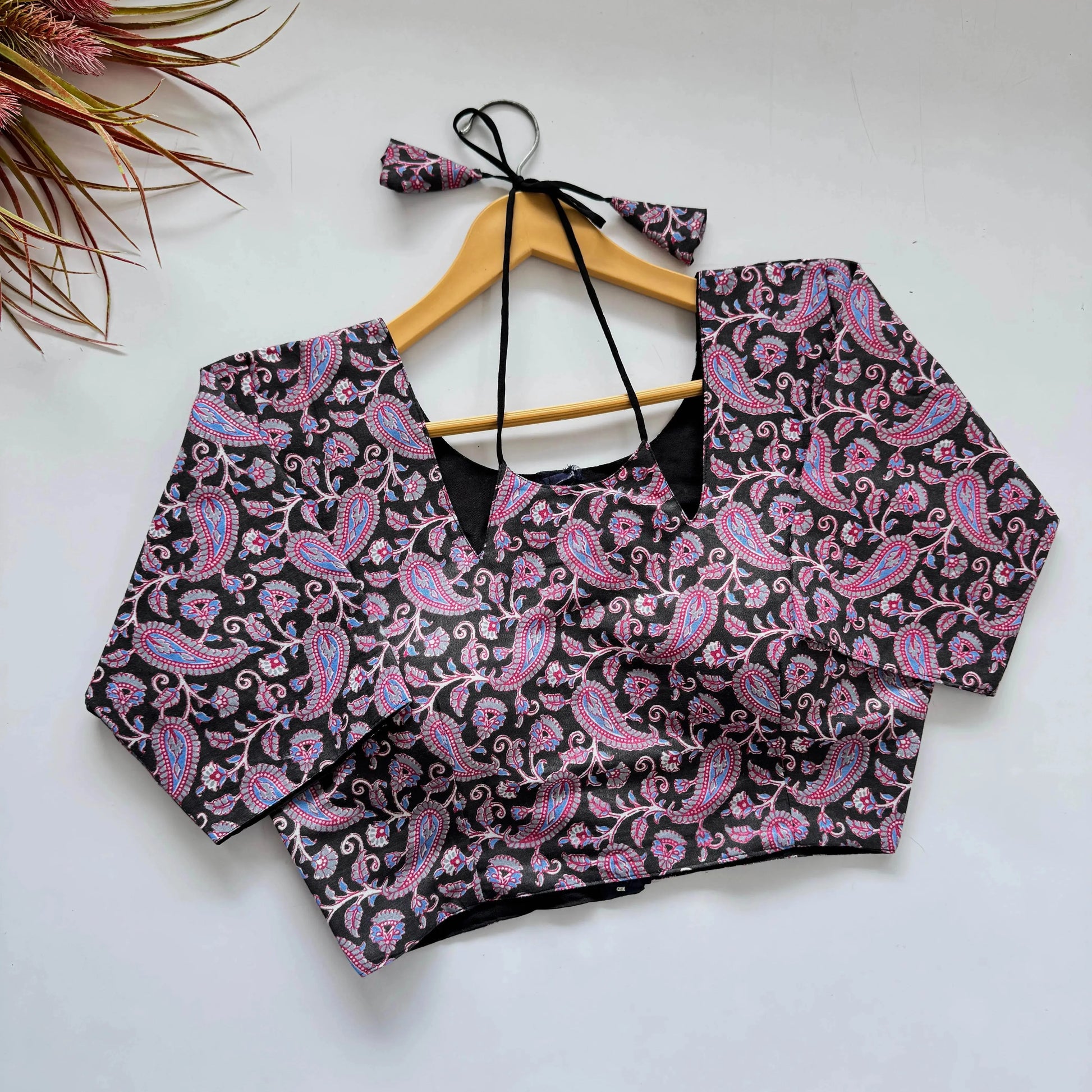 Plain Cotton Blouse with Hand-Painted Design - RPD Fashion