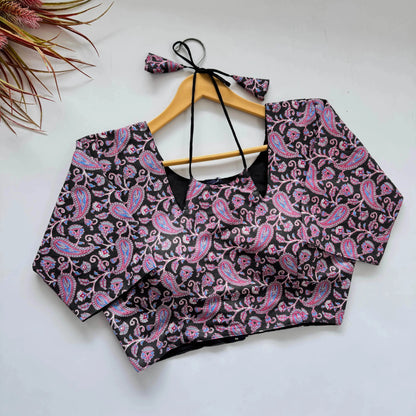 Plain Cotton Blouse with Hand-Painted Design - RPD Fashion