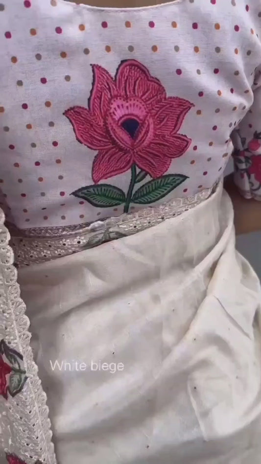 Multi thread embroidery work in saree with cutwork & boaring work