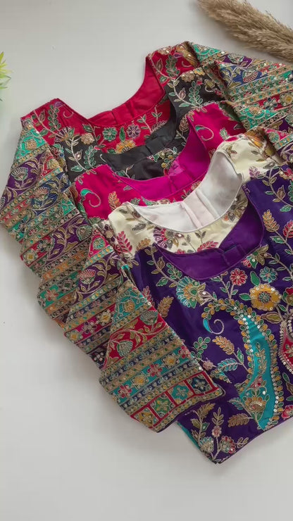 Beautiful Flower Print Embroidery Blouse