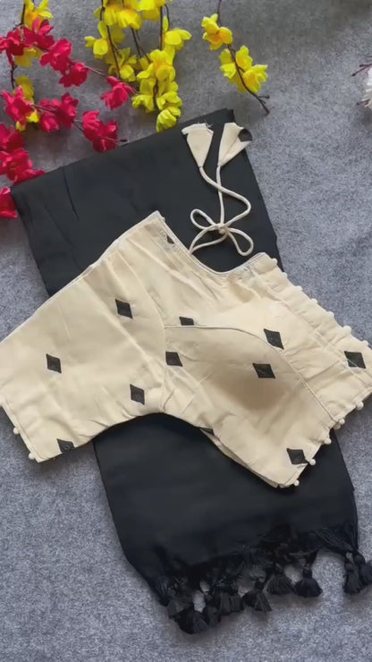 Khadi Cotton Saree and Beauiful Havy Khadi Cotton Blouse