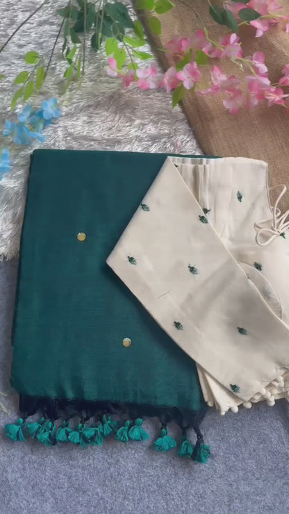 khadi cotton saree with hand stich gini beautiful havy khadi cotton blouse