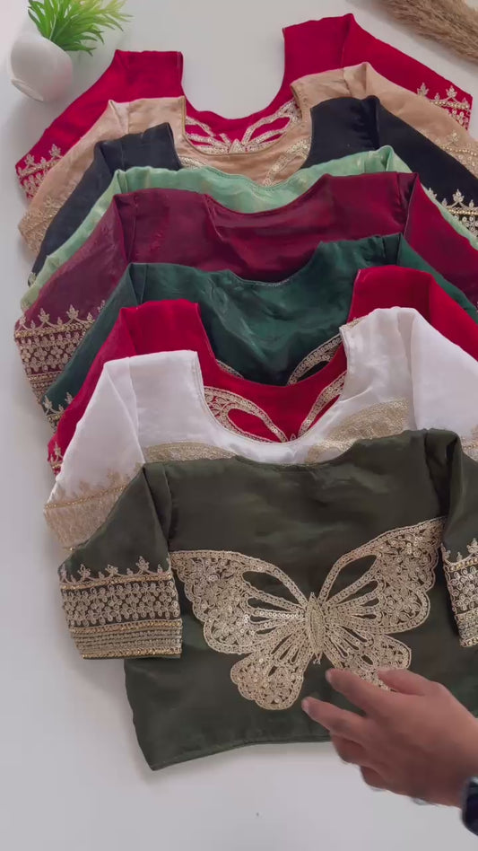 Beautiful Embroidery Sequence Blouse Cover