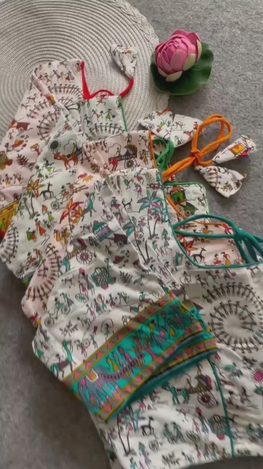 Cotton Natural Dye Handblock Print Boat Neck Blouse