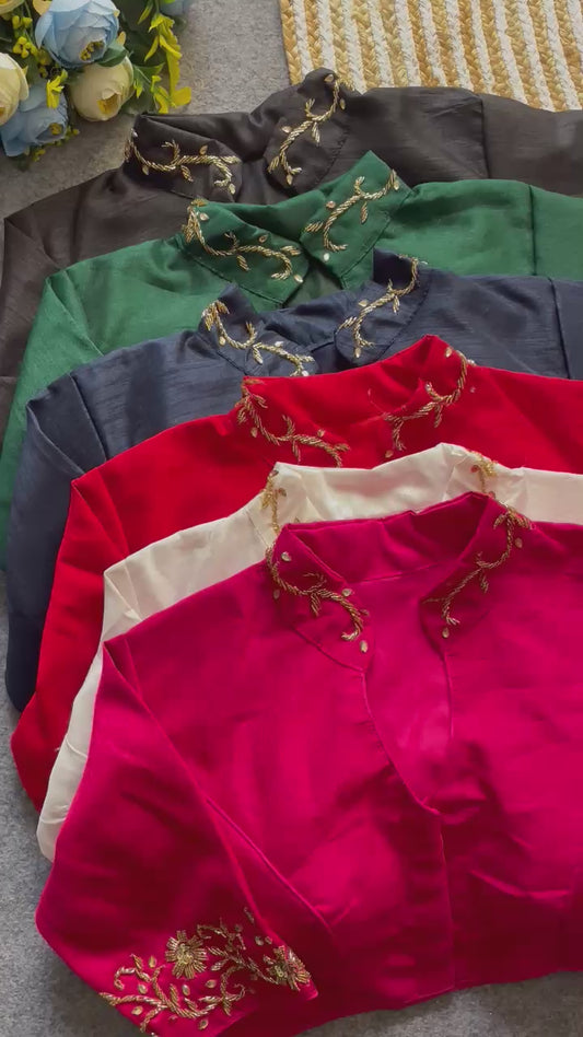 Premium Banglori Silk Handcrafted Blouse with Intricate Work