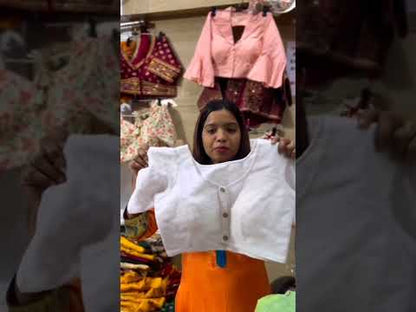 Elegant White Hakoba Blouse for Women | Soft Cotton Designer Readymade Blouse