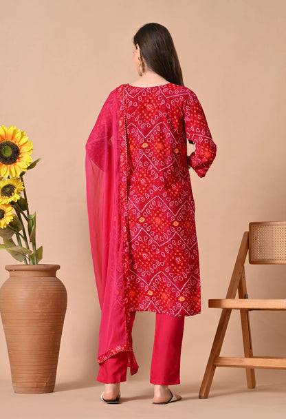 Bandhani Kurti Set for Women | Traditional Printed Kurti Pant with Dupatta - RPD Fashion