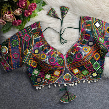 Beautiful Traditional Blouse with Heavy Stitching and Padded Back Open Style - Rpd Fashion