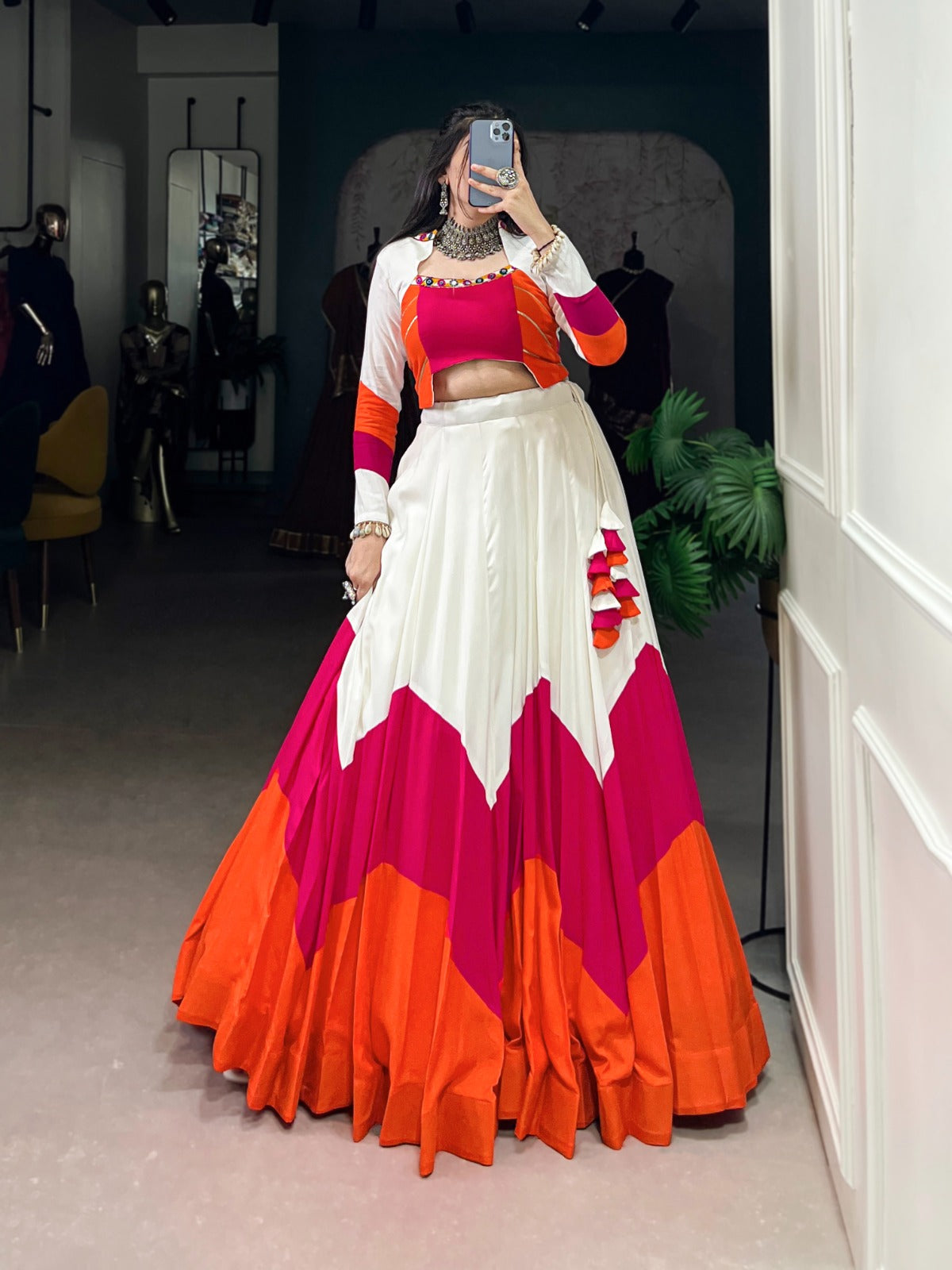 Pure Rayon Plain Lehenga With Original Mirror & Gamthi Work Blouse & Kodi Lace Rpd Fashion