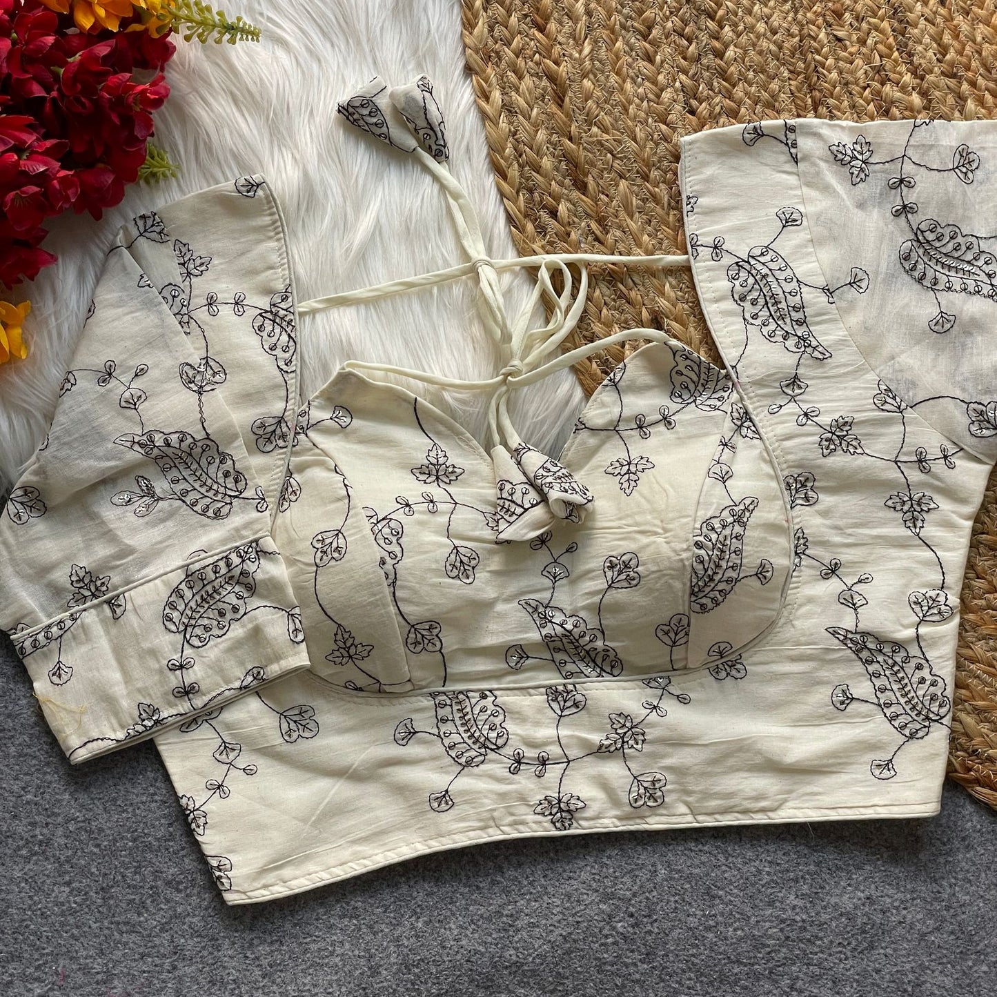 khadi cotton halter neck blouse