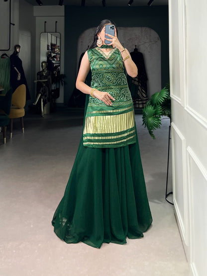 BEAUTIFUL GAJJI SILK PRINTE KURTI PLAZO Rpd Fashion
