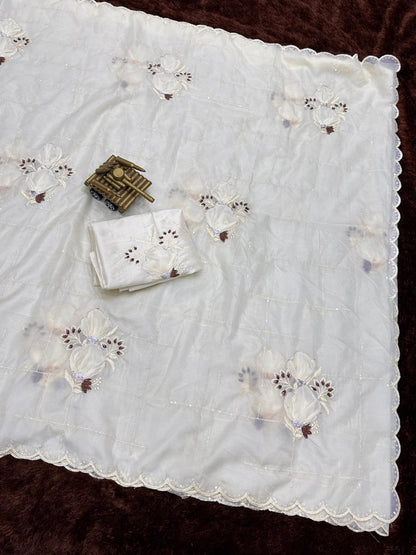 Sequins embroidered work with thread work in saree and blouse Rpd Fashion
