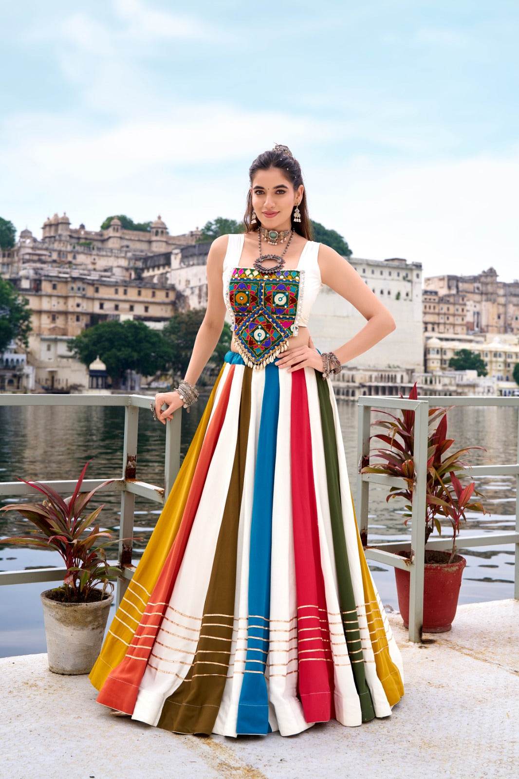 navratri special mirror work for legacy pure rayon lehenga choli - rpd fashion