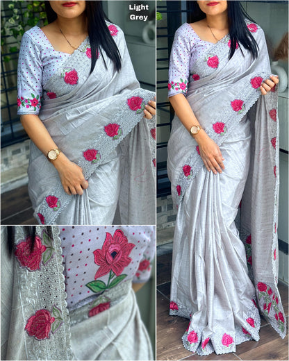 Multi thread embroidery work in saree with cutwork & boaring work Rpd Fashion
