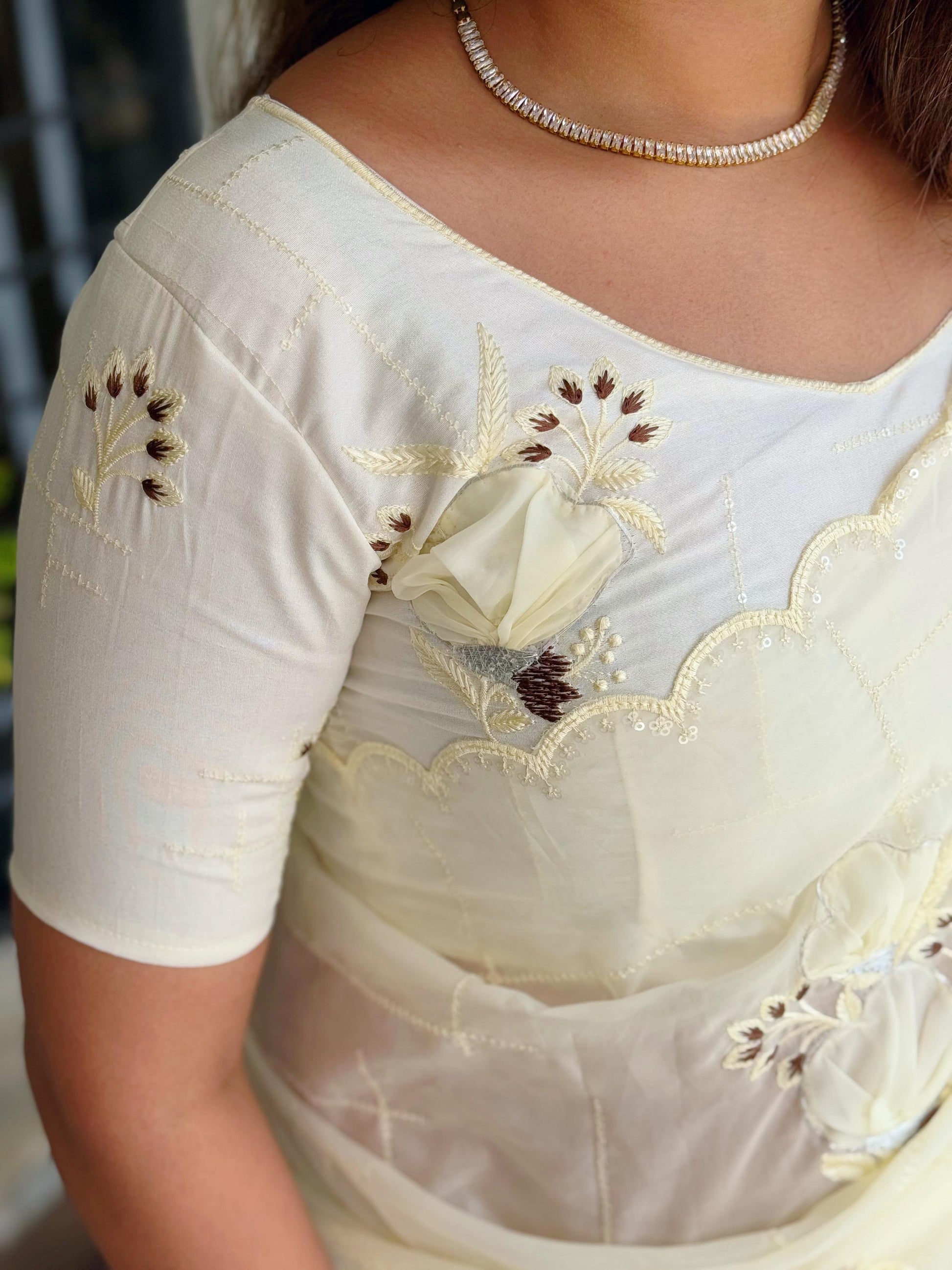 Sequins embroidered work with thread work in saree and blouse Rpd Fashion