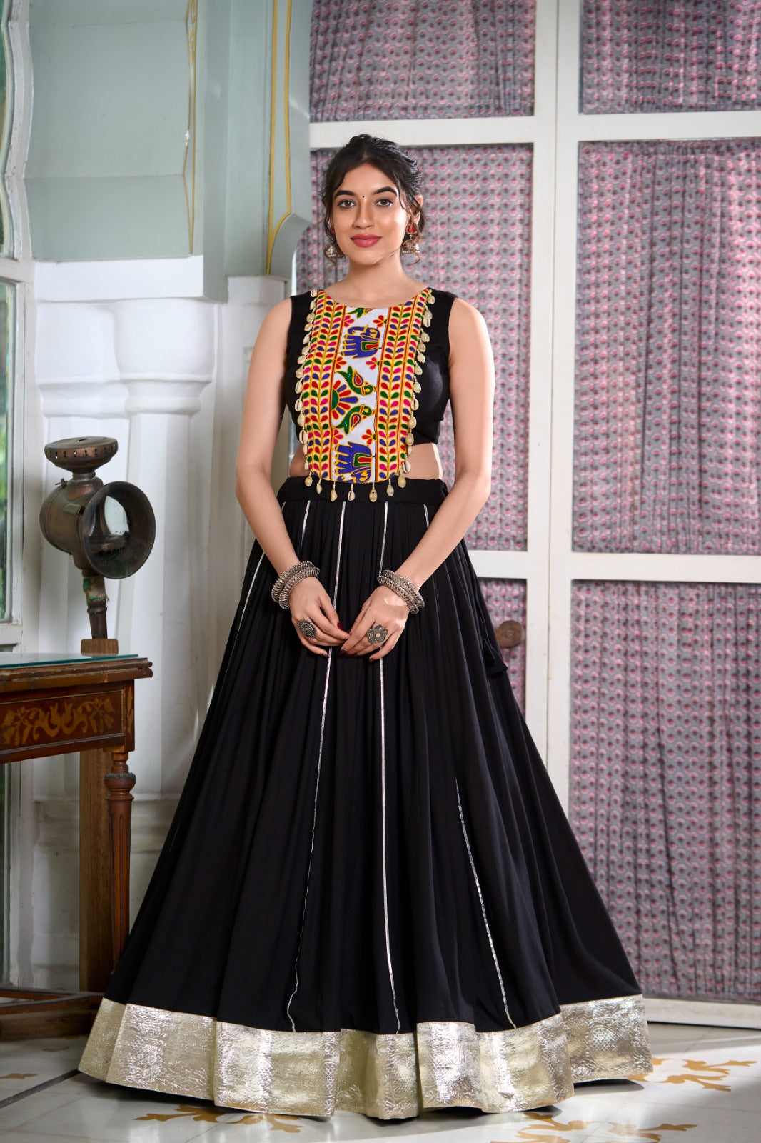 festive fashion at its best: rayon lehenga and gamthi work blouse for navratri rpd fashion