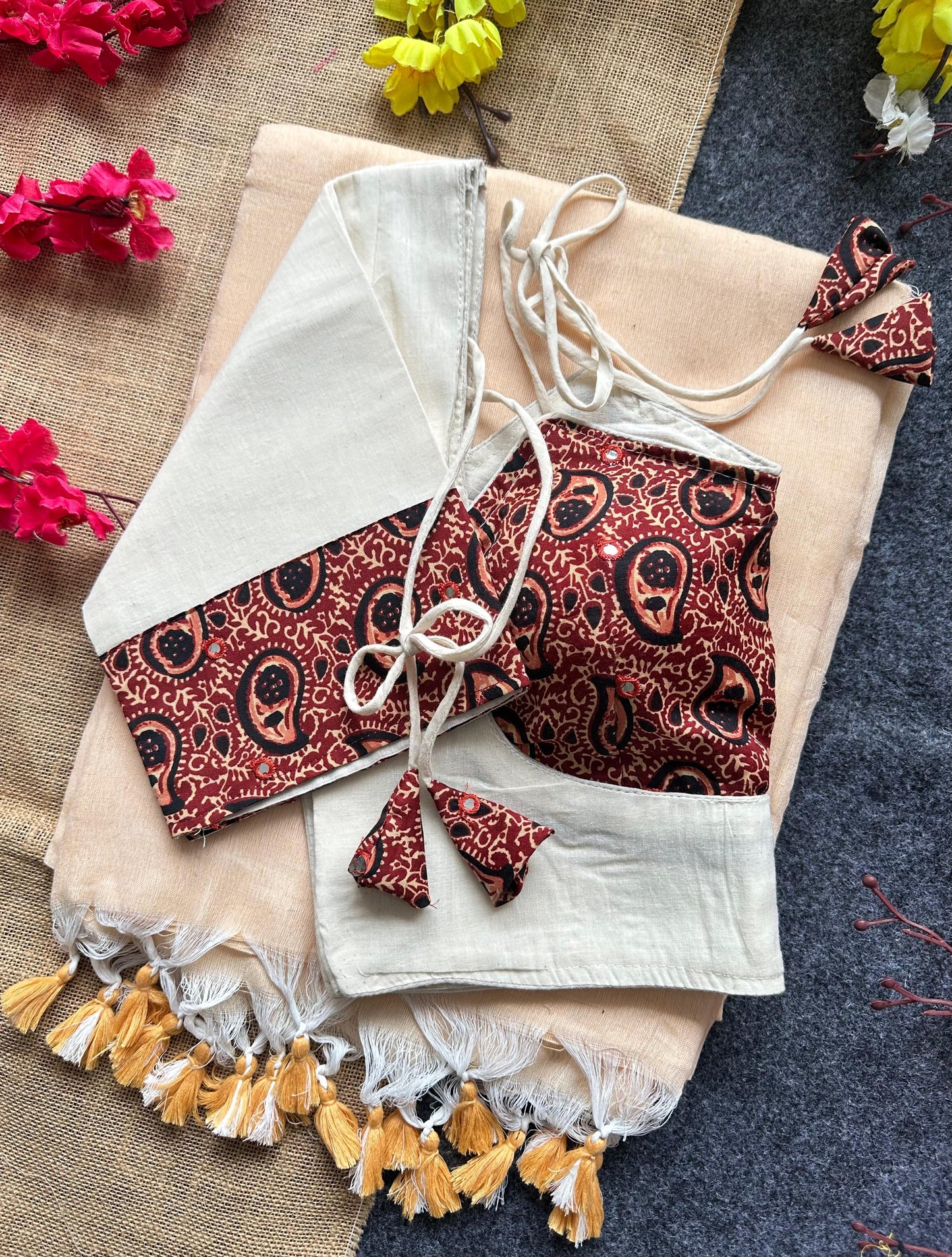 khadi cotton saree and beautiful havy khadi cotton blouse