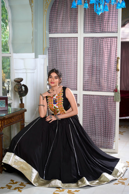 Festive Fashion at Its Best: Rayon Lehenga and Gamthi Work Blouse for Navratri Rpd Fashion