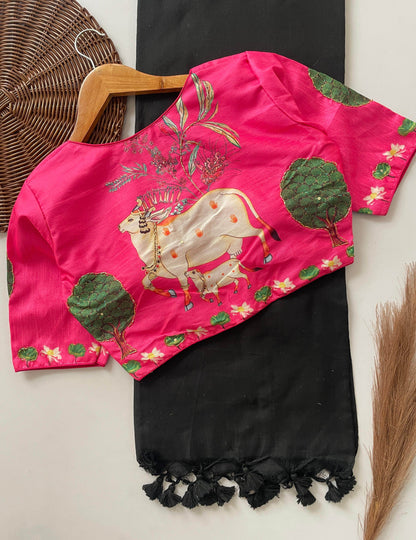 Designer Handwork Crafted Blouse with Khadi Cotton Saree - Rpd Fashion