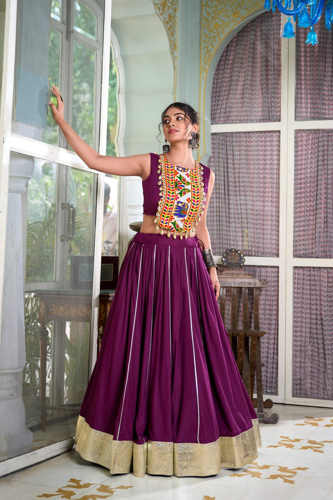 festive fashion at its best: rayon lehenga and gamthi work blouse for navratri rpd fashion
